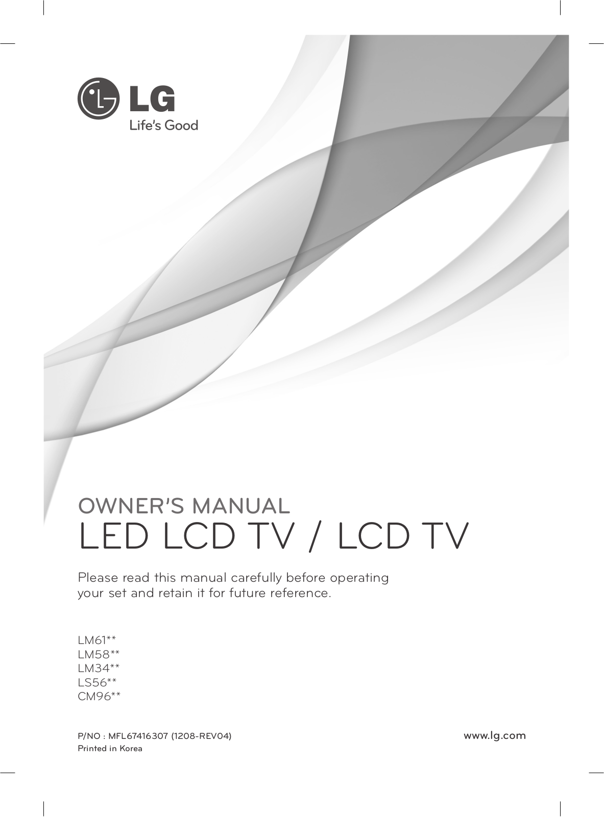 LG 32LS560T-ZC, 42LM340T-ZA, 32LS5610-ZA, 32LS561S-ZA, 32LS561T-ZA Owner's Manual