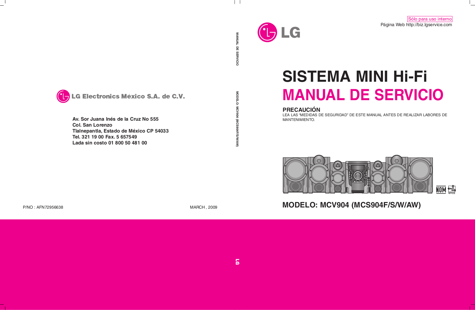 LG MCV904, MCS904F, MCS904S, MCS904W, MCS904AW Service Manual