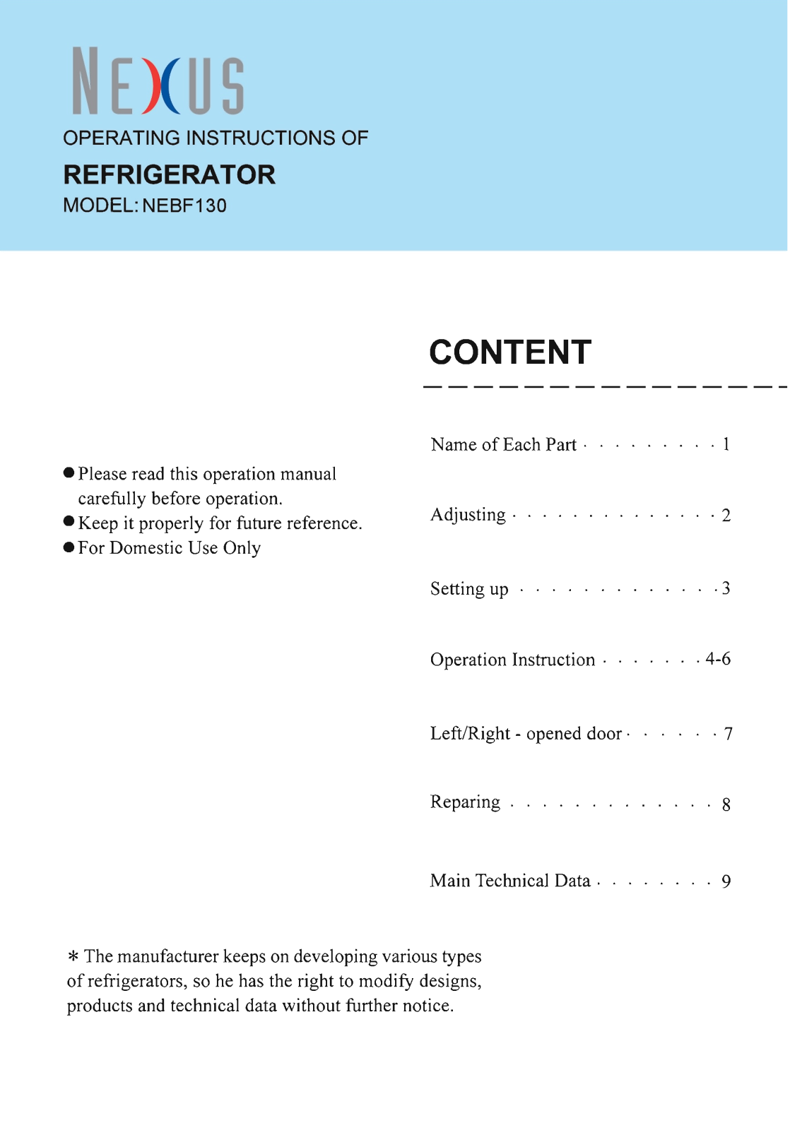 Haier NEBF130 User Manual