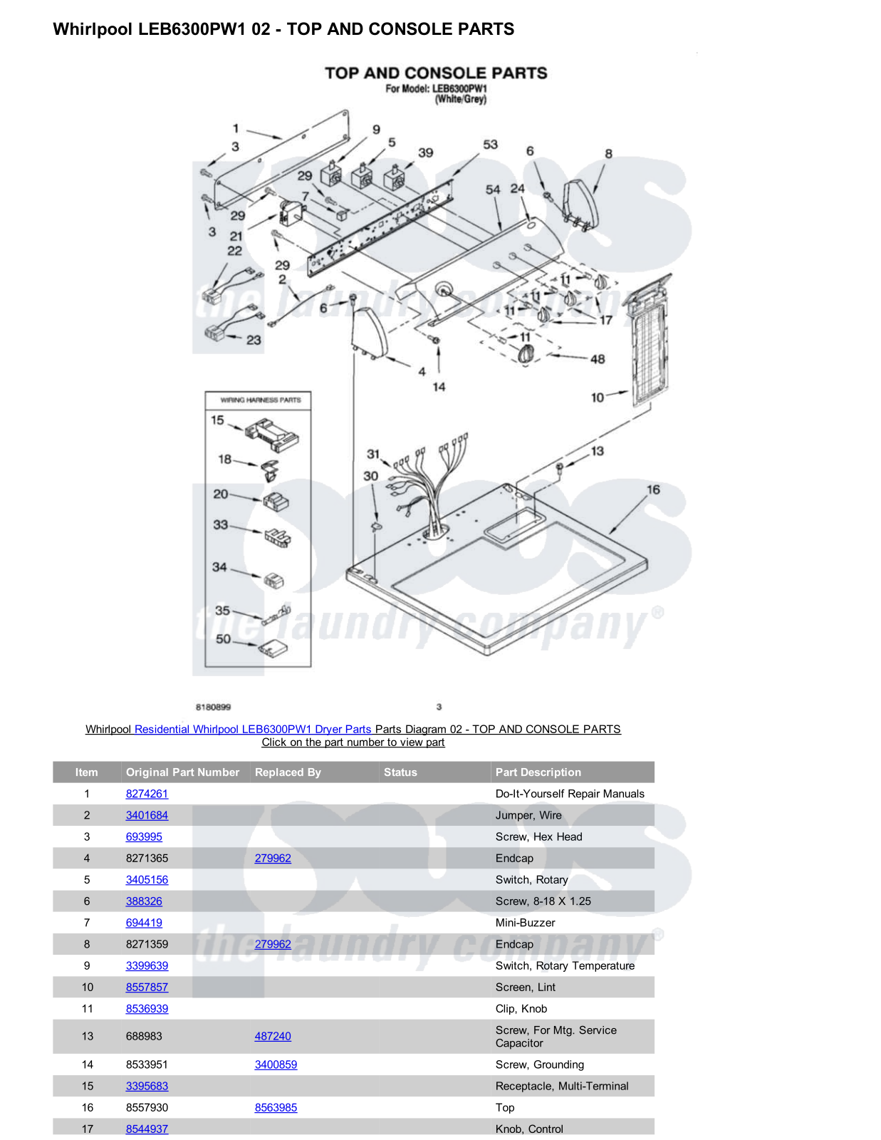 Whirlpool LEB6300PW1 Parts Diagram