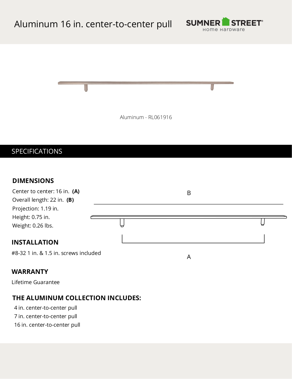 Sumner Street Home Hardware CTHD1137 Specifications - ManualMachine.com