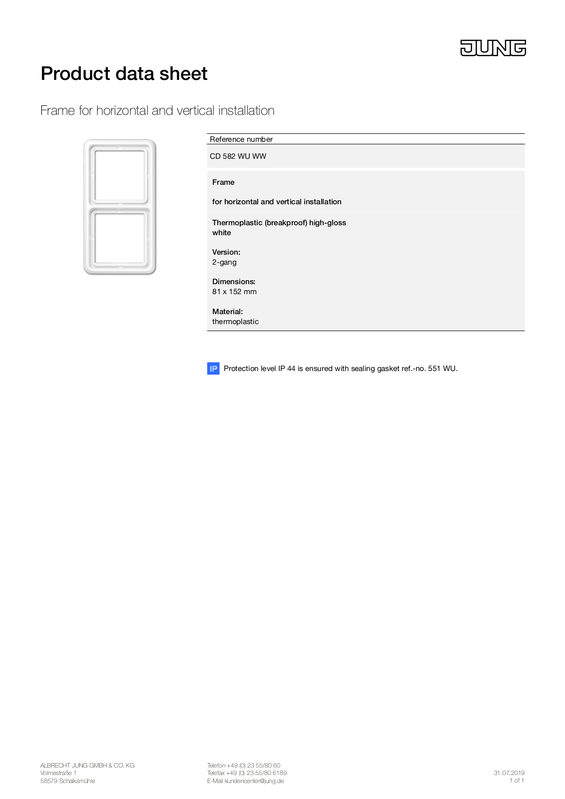 Jung CD 582 WU WW User Manual