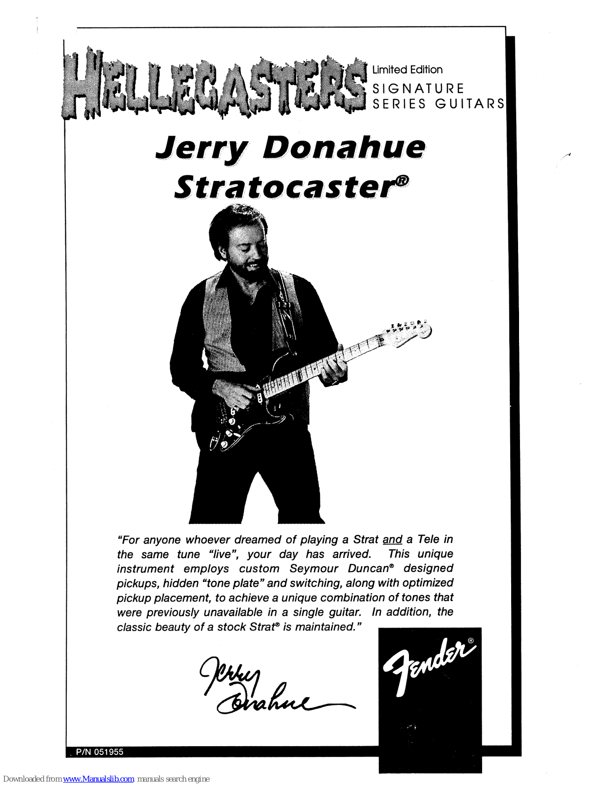 Fender HELLECASTERS JERRY DONAHUE STRATOCASTER, Jerry Donahue Stratocaster User Manual