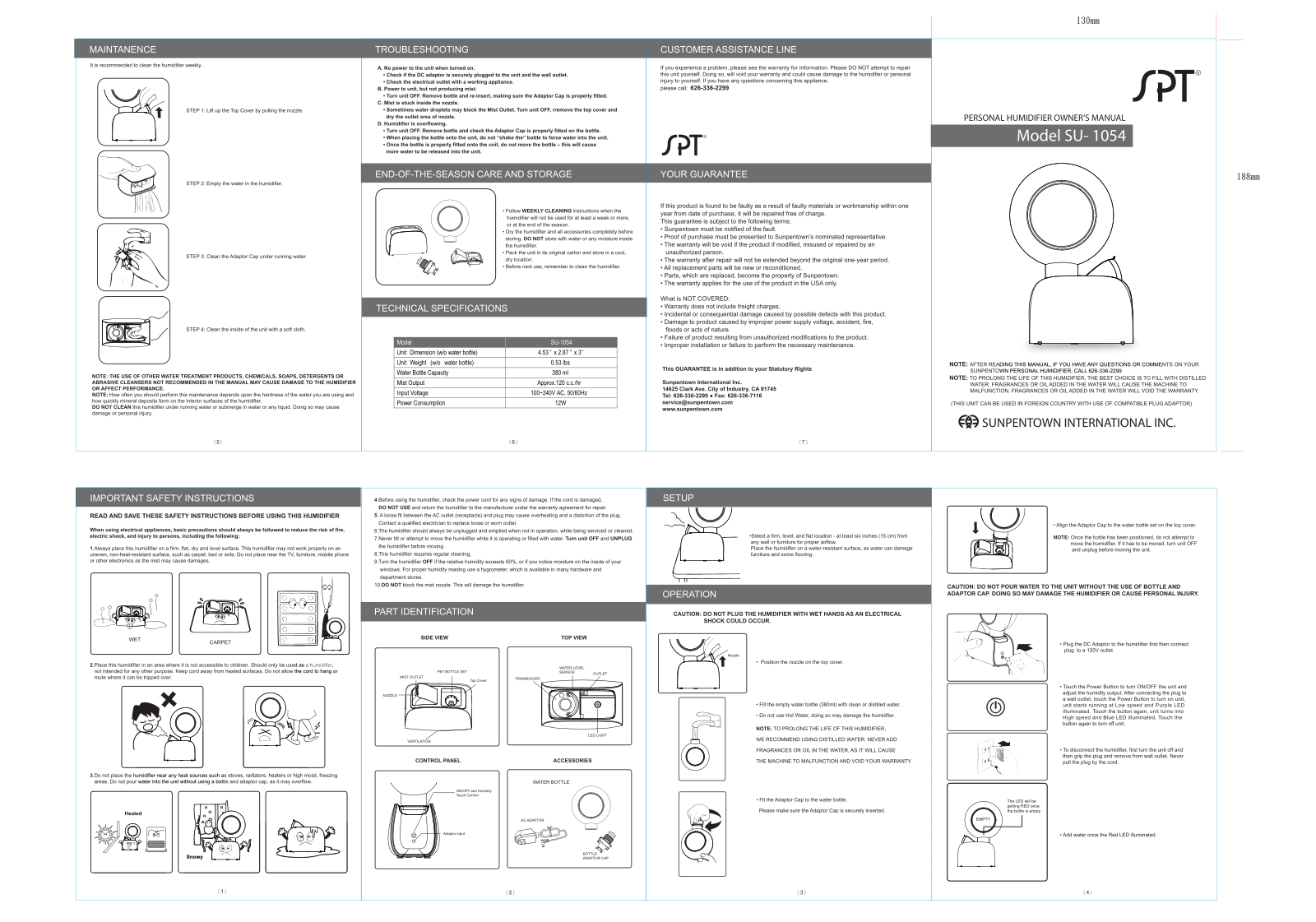 Sunpentown SU-1054 Installation  Manual