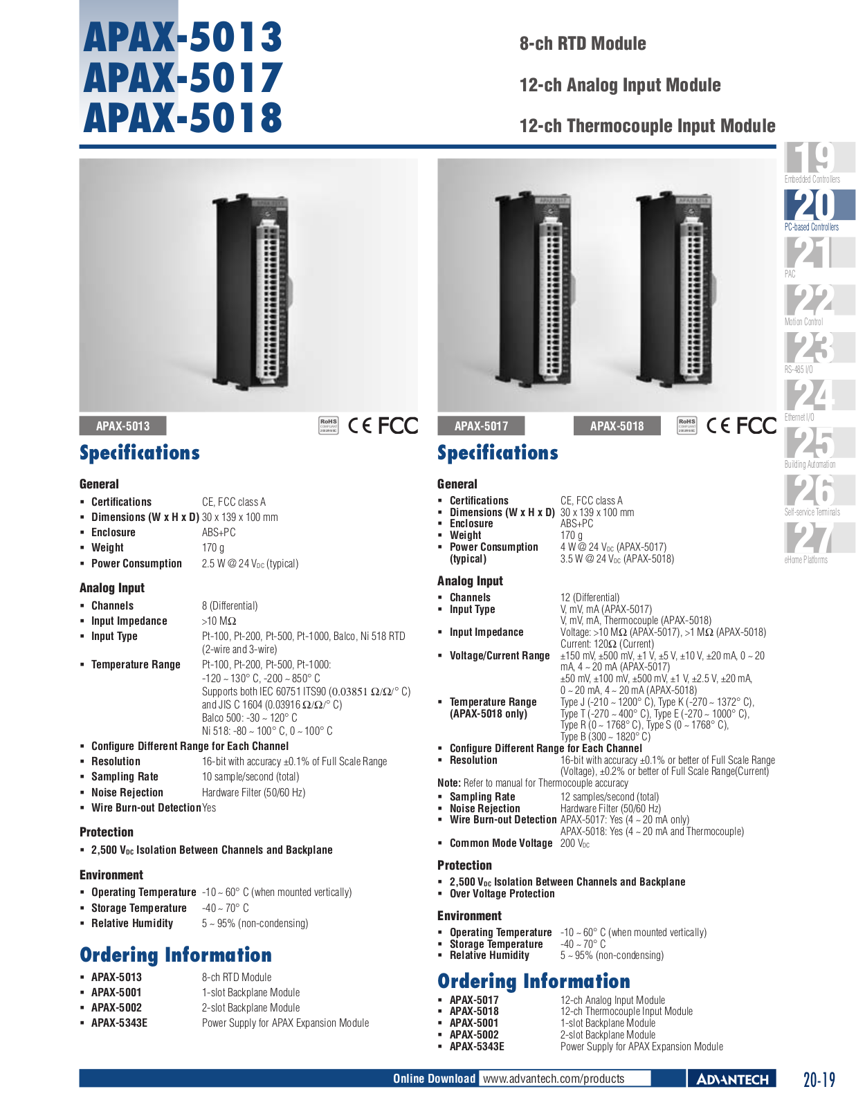 Advantech APAX-5013 Datasheet