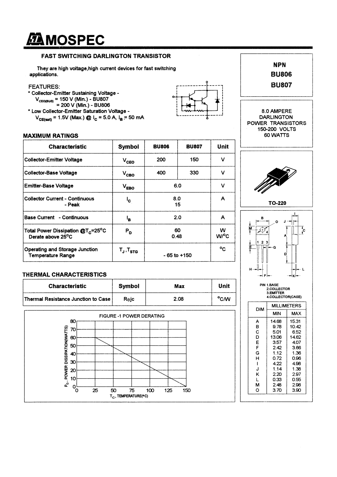 MOSPEC BU806, BU807 Datasheet