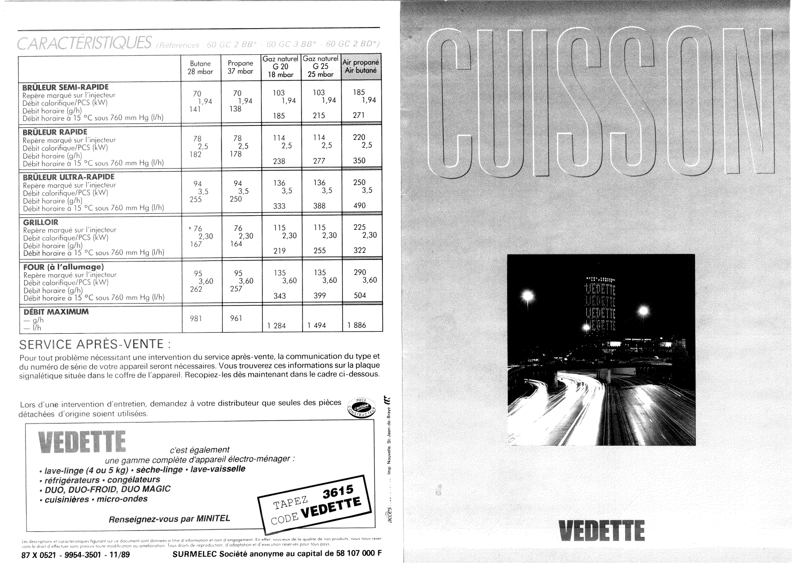 VEDETTE 60GC3BB User Manual