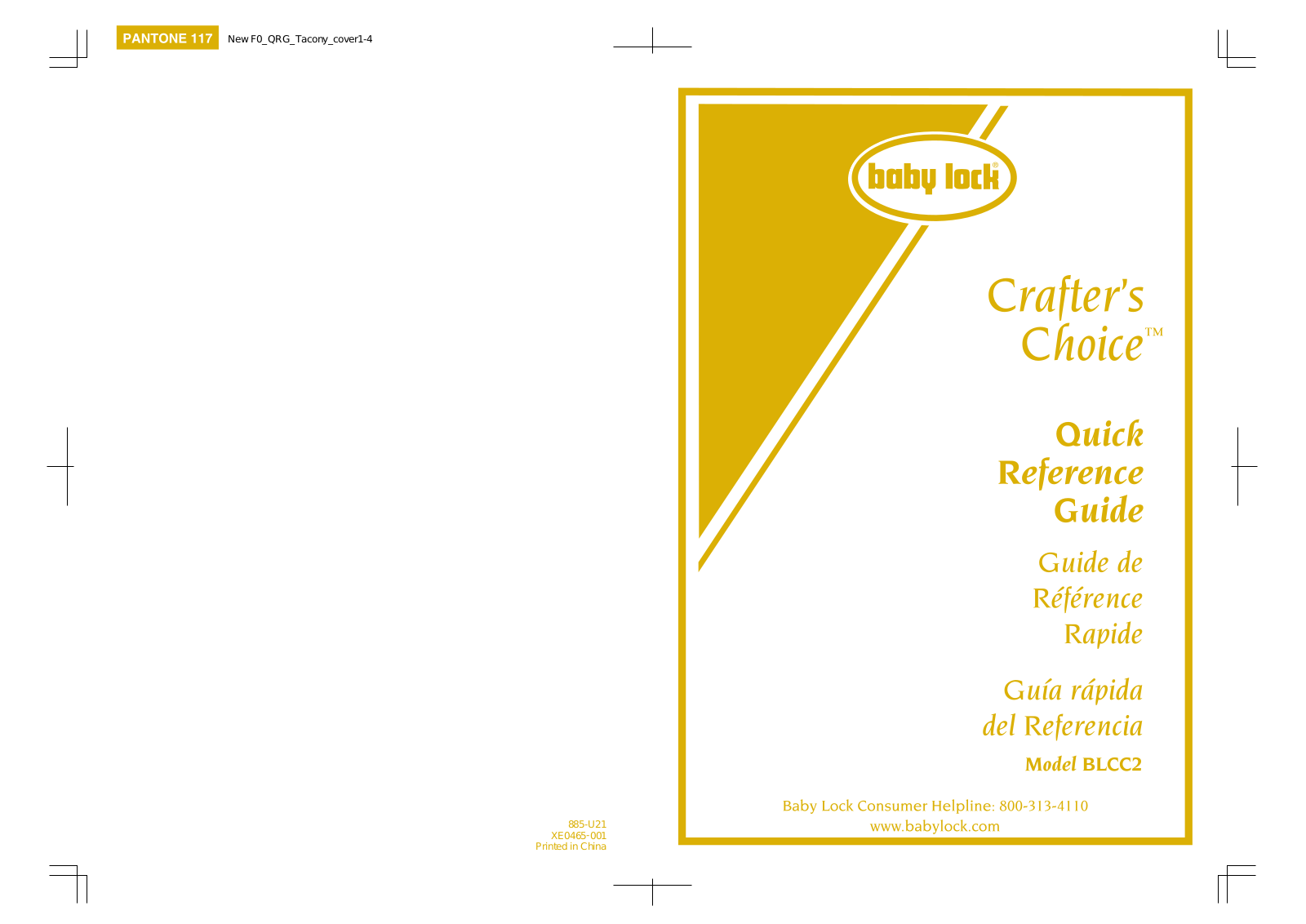 Baby Lock BLCC2 Quick Reference Guide