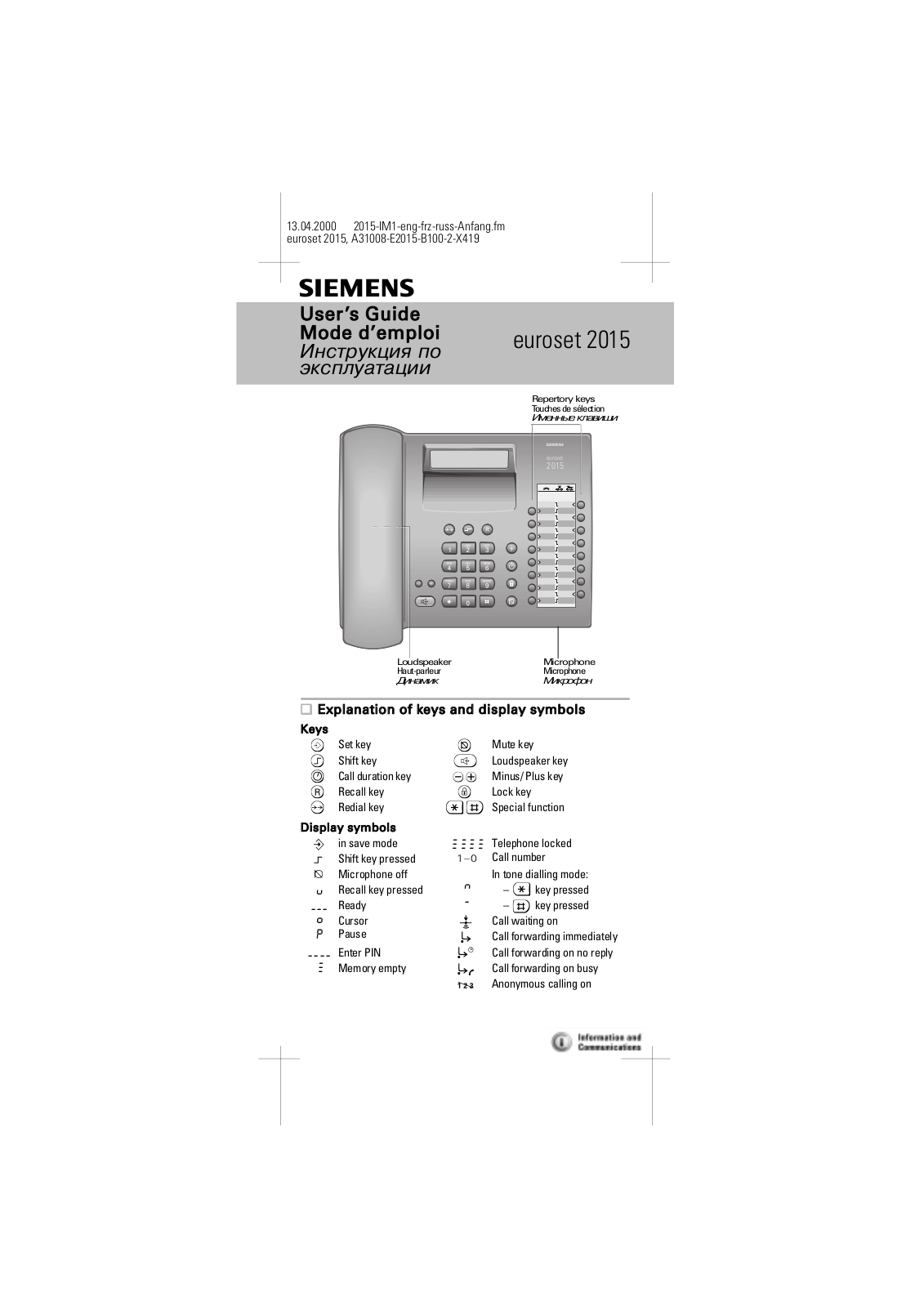 Gigaset Euroset 2015 User Manual