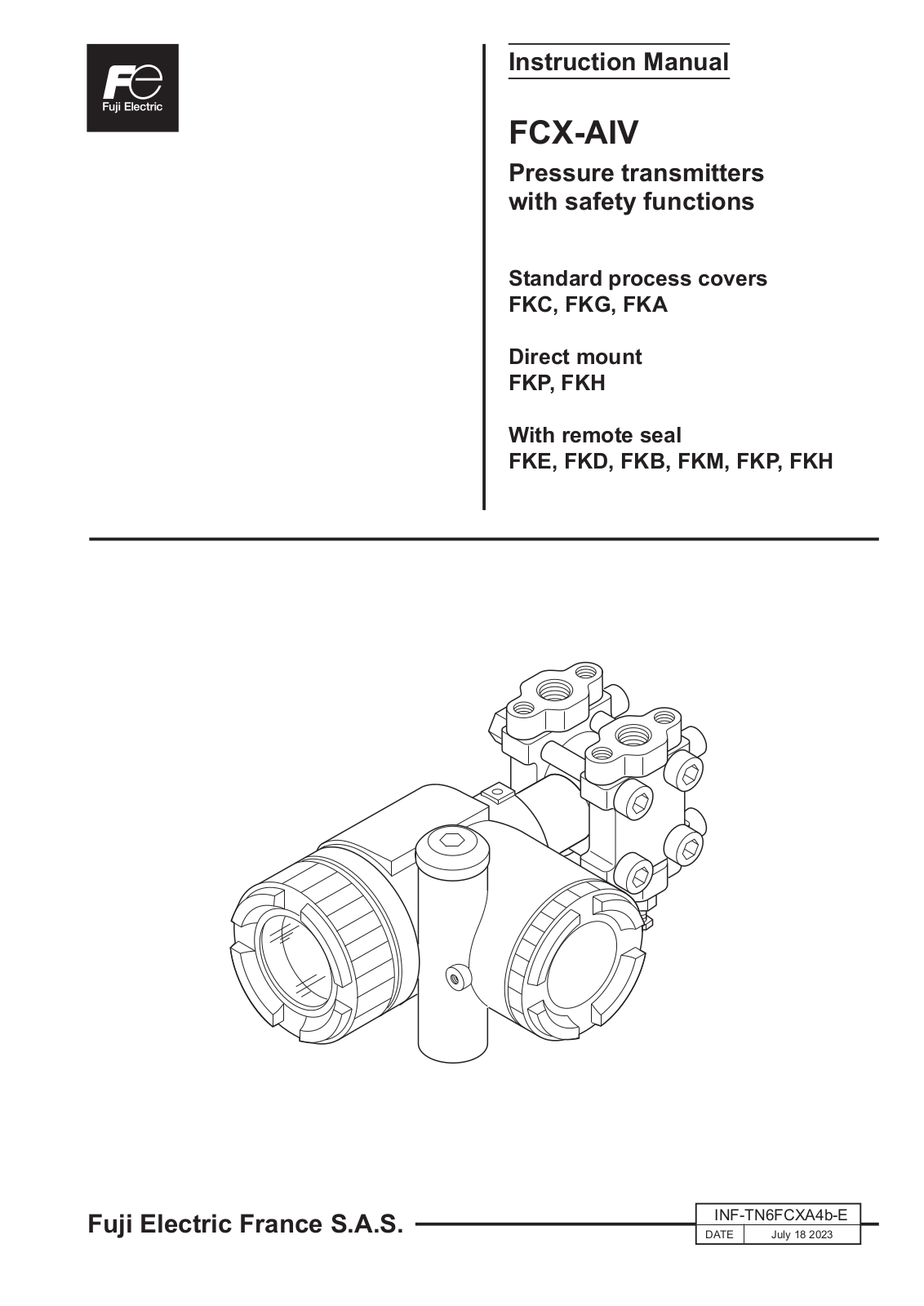 Fuji Electric Fuji V6 Series FKC Differential Pressure Transmitter, Fuji V6 Series FKP Gauge Pressure Transmitter For Remote Seal, Fuji V6 Series FKG Gauge Pressure Transmitter, Fuji V6 Series FKH Absolute Pressure Transmitter for Remote Seal, Fuji V6 Series FKH Absolute Pressure Transmitter Manual