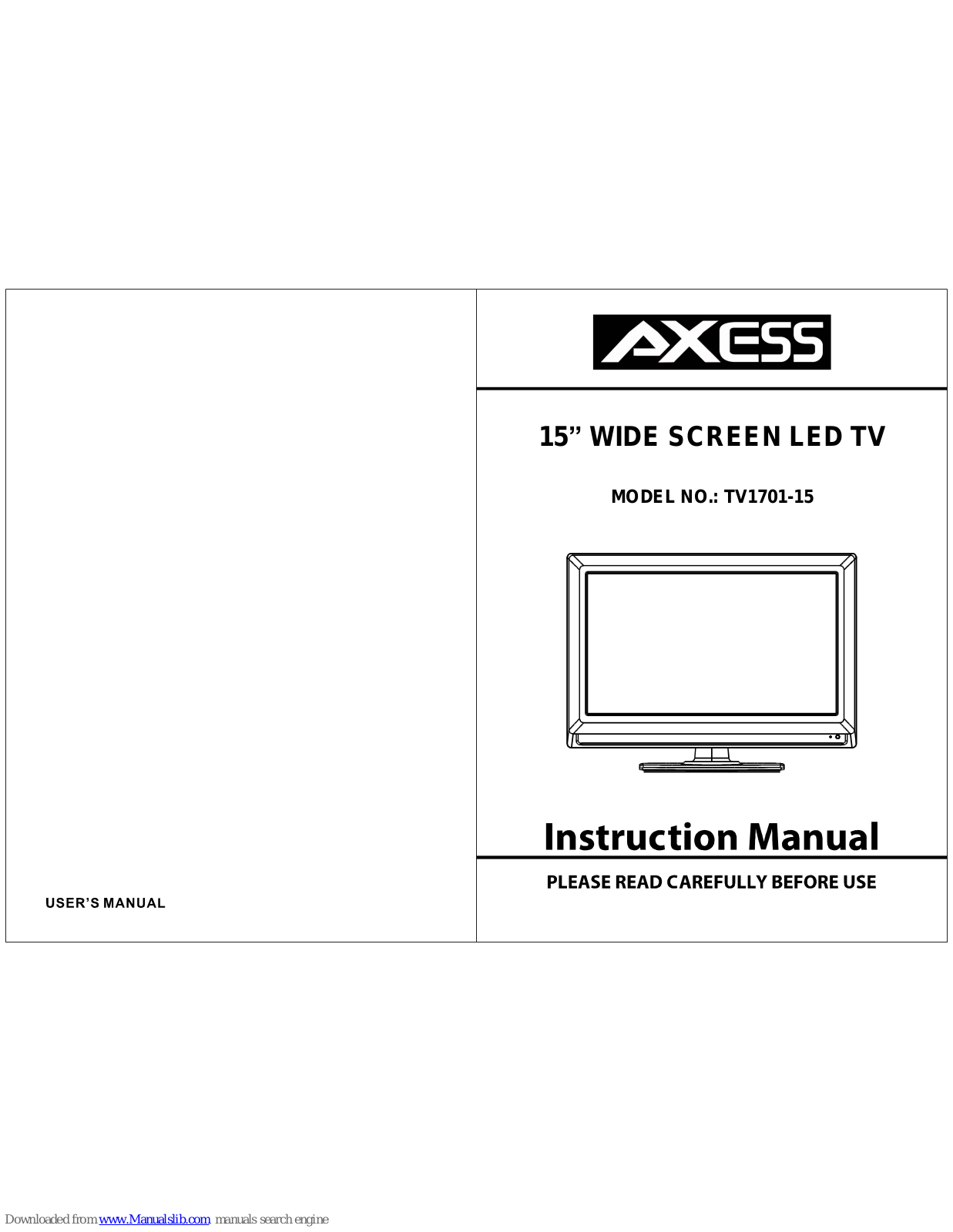 AXESS ELECTRONICS TV1701-15 Instruction Manual