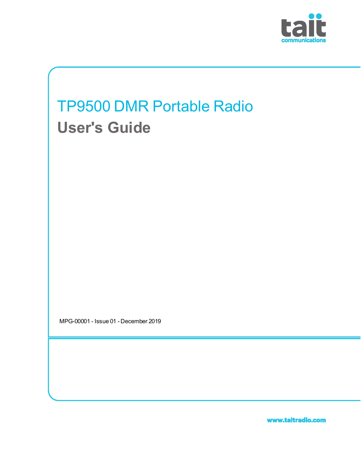 Tait TPGH7A, TPGHKA, TPGB1A, TPGK5A Users Manual