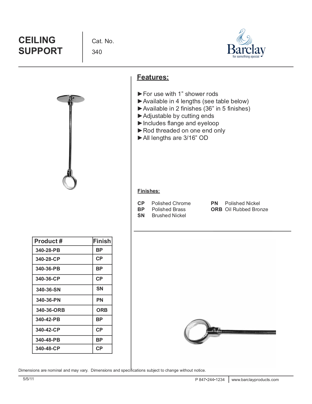 Barclay 34048PB Specifications