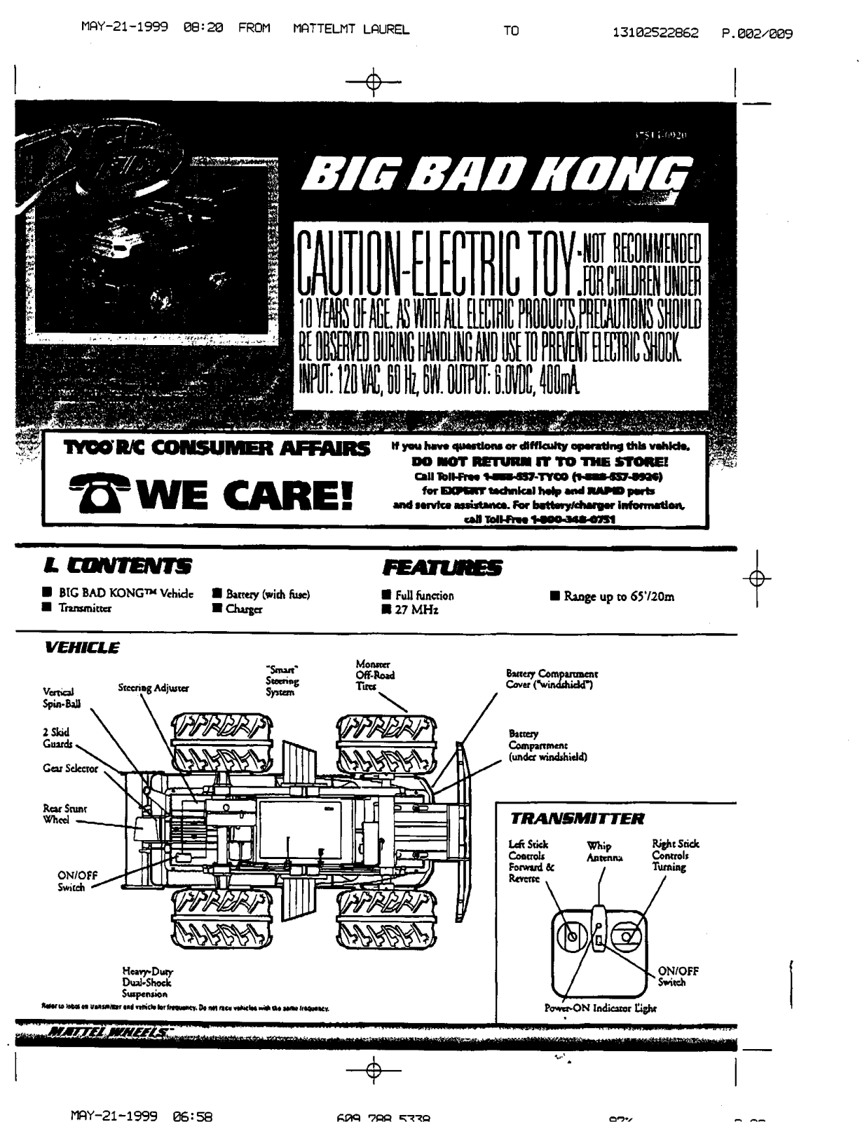 Mattel Toys A Division of Mattel 37514 99A2T Users Manual