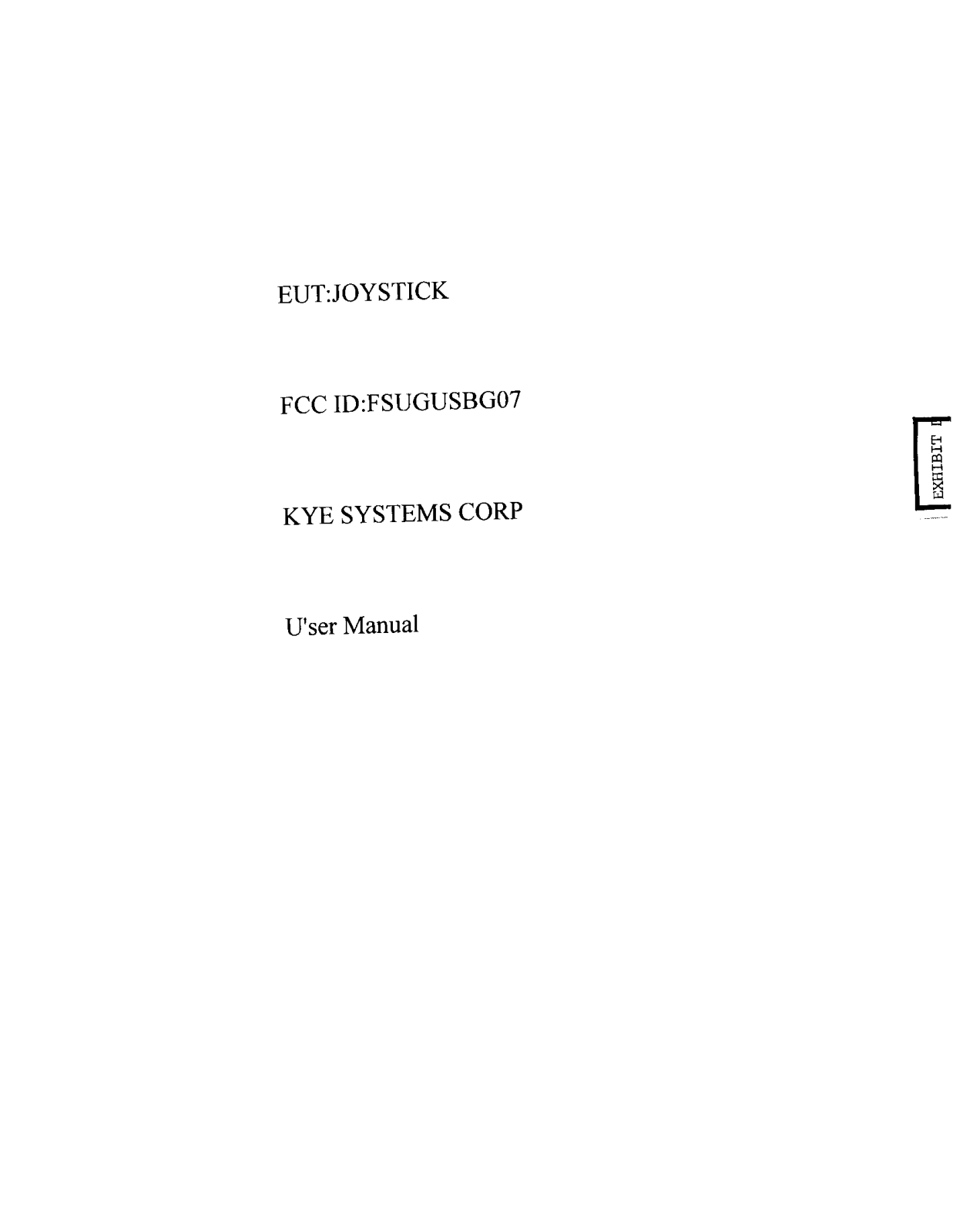 KYE SYSTEMS GUSBG07 User Manual