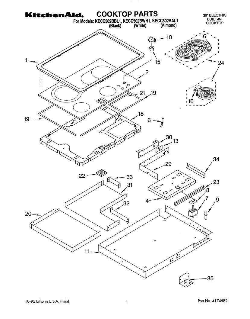 KitchenAid KECC502BWH1 Parts List