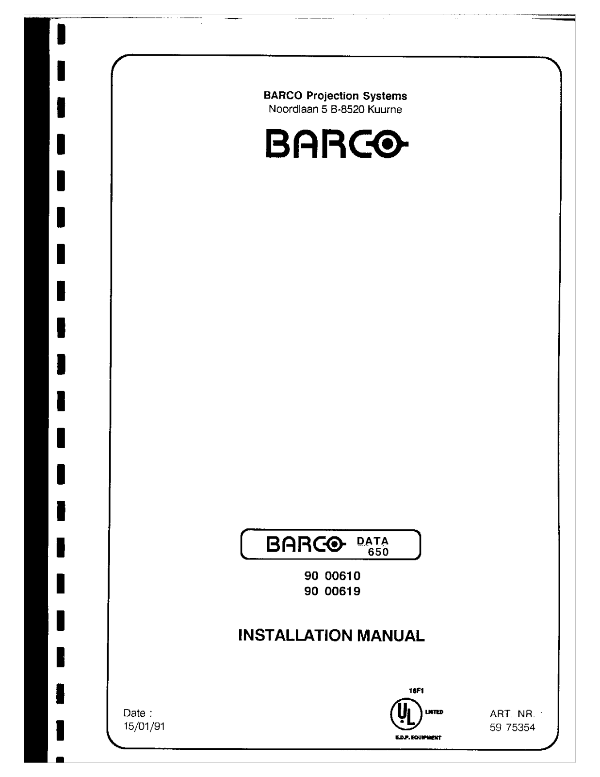 Barco Data 650 User manual - ManualMachine.com