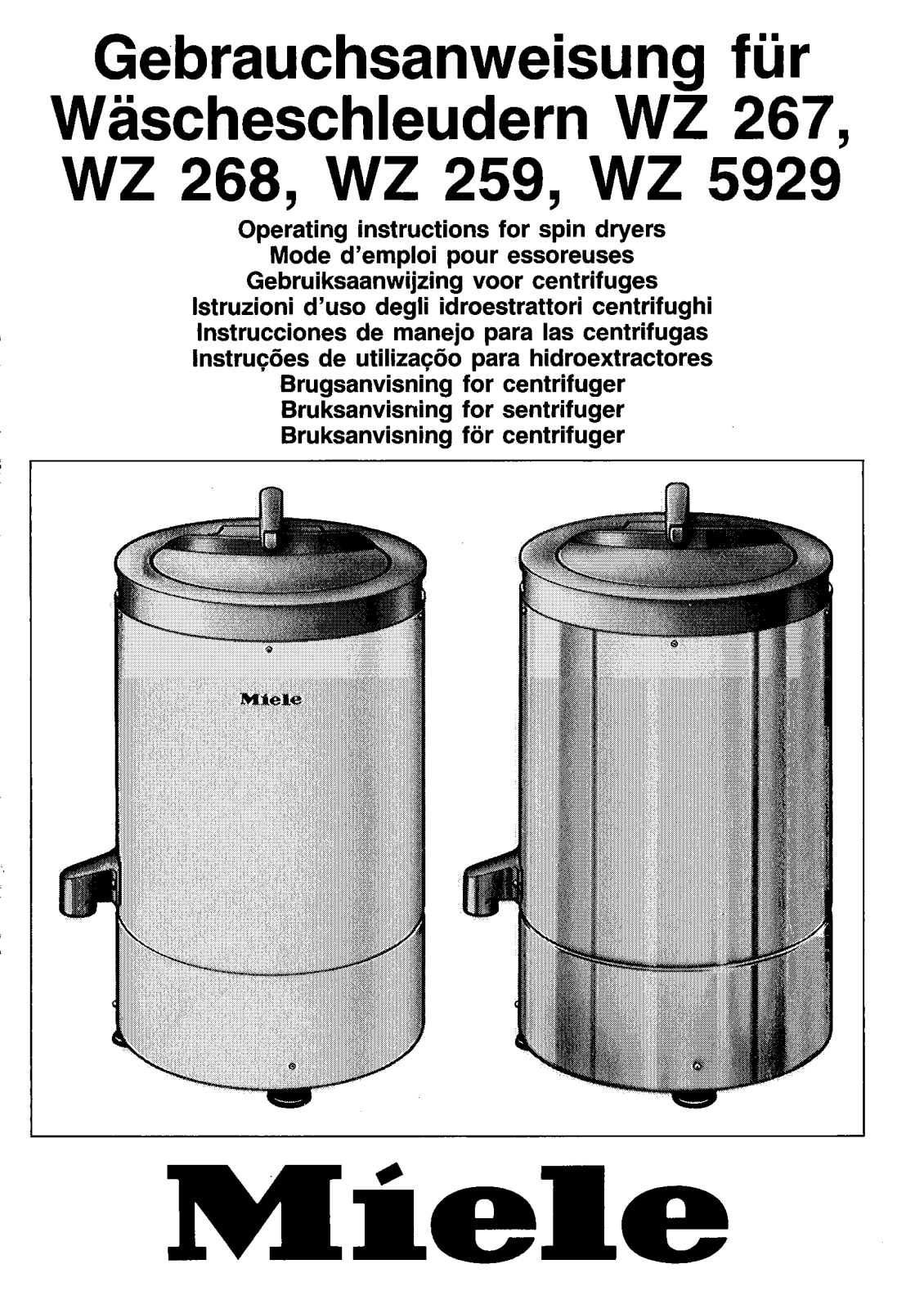 Miele WZ 267, WZ 268, WZ 259, WZ 5929 Operating instructions