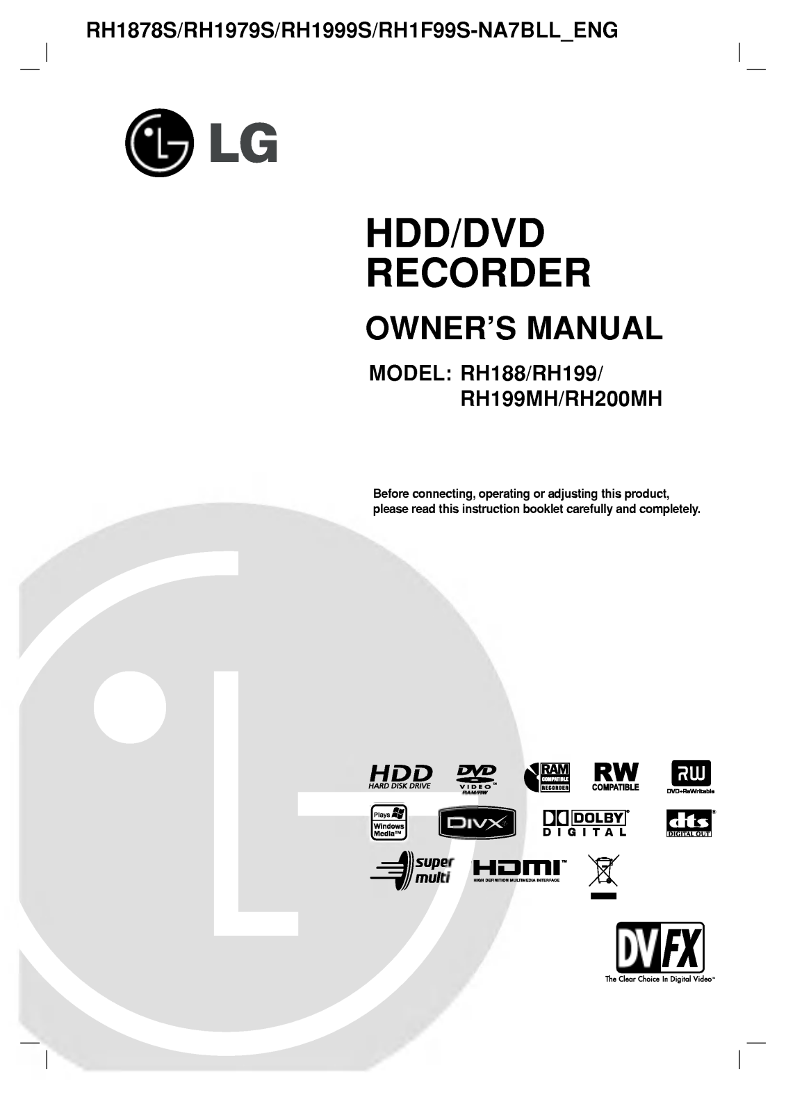LG RH1878S Instruction manual