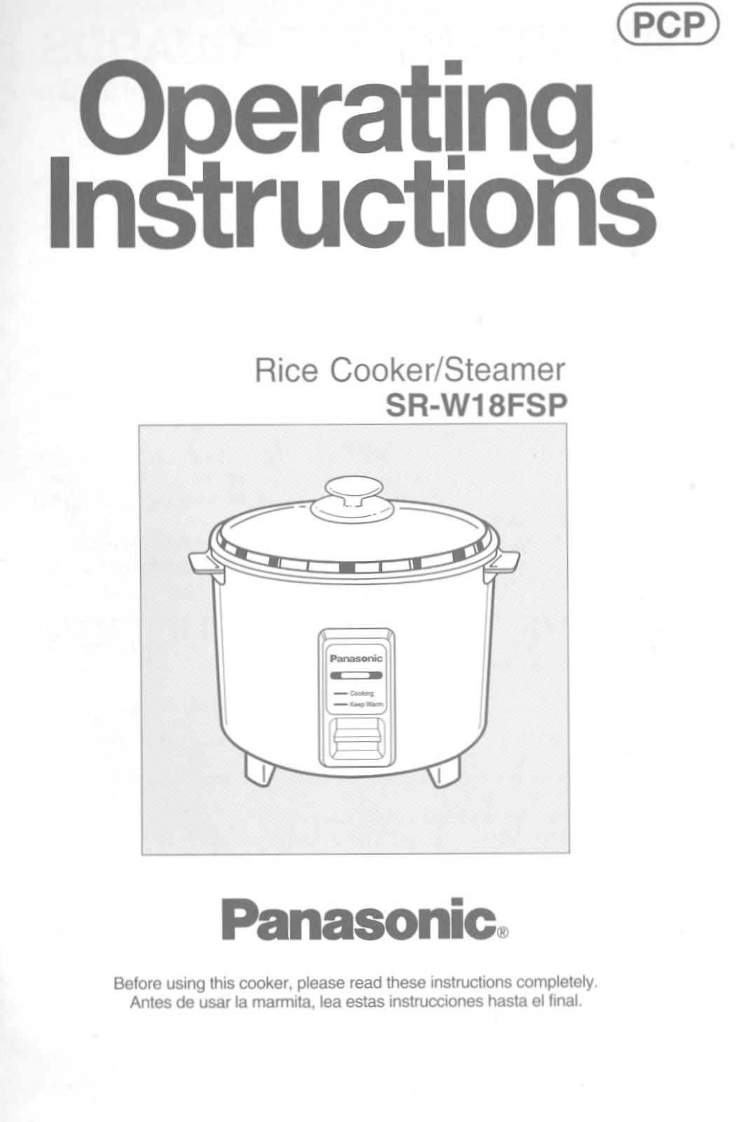 Panasonic Sr-w18fsp Owner's Manual