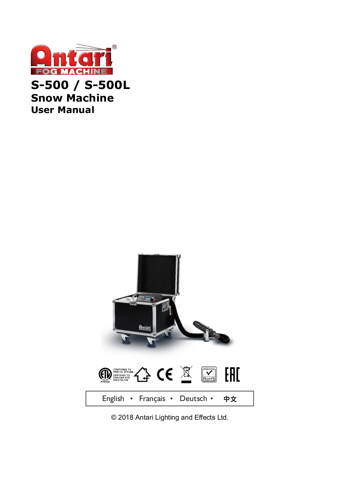 Antari S-500L User guide - ManualMachine.com