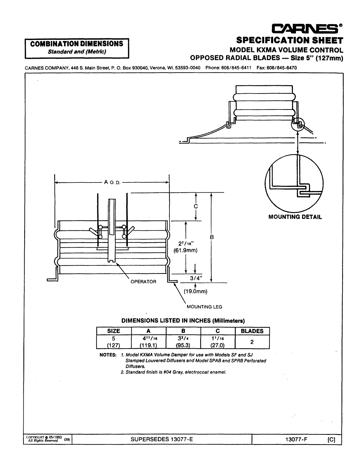 Carnes KXMA User Manual