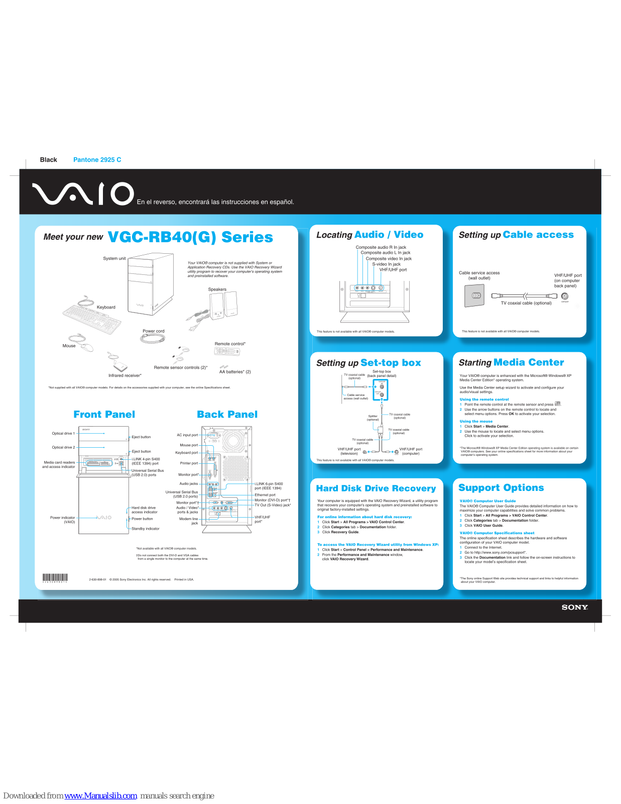 Sony VGC-RB45G, VGC-RB42G, VGC-RB45GX, VGC-RB46G, VGC-RB46GY Supplementary Manual