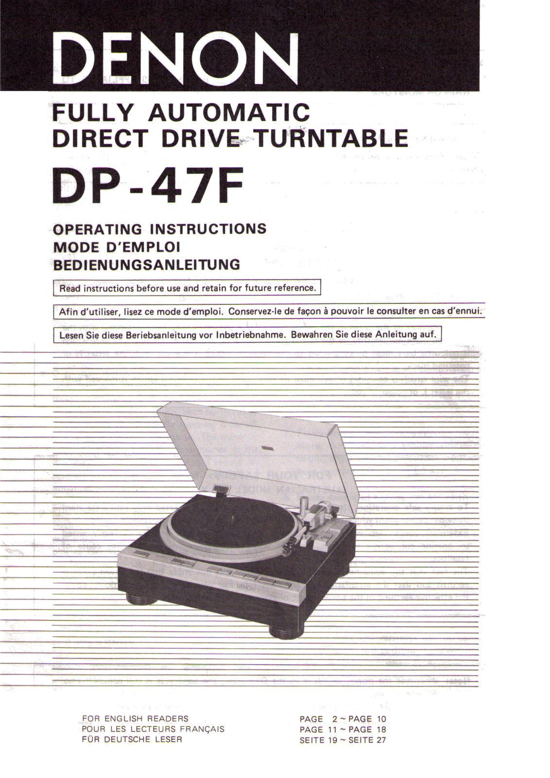 Denon DP-47F Owner's Manual