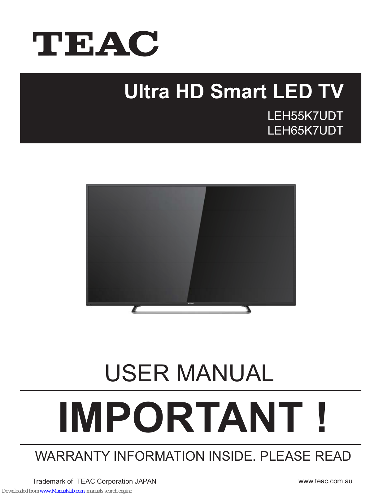 Teac LEH55K7UDT, LEH65K7UDT User Manual