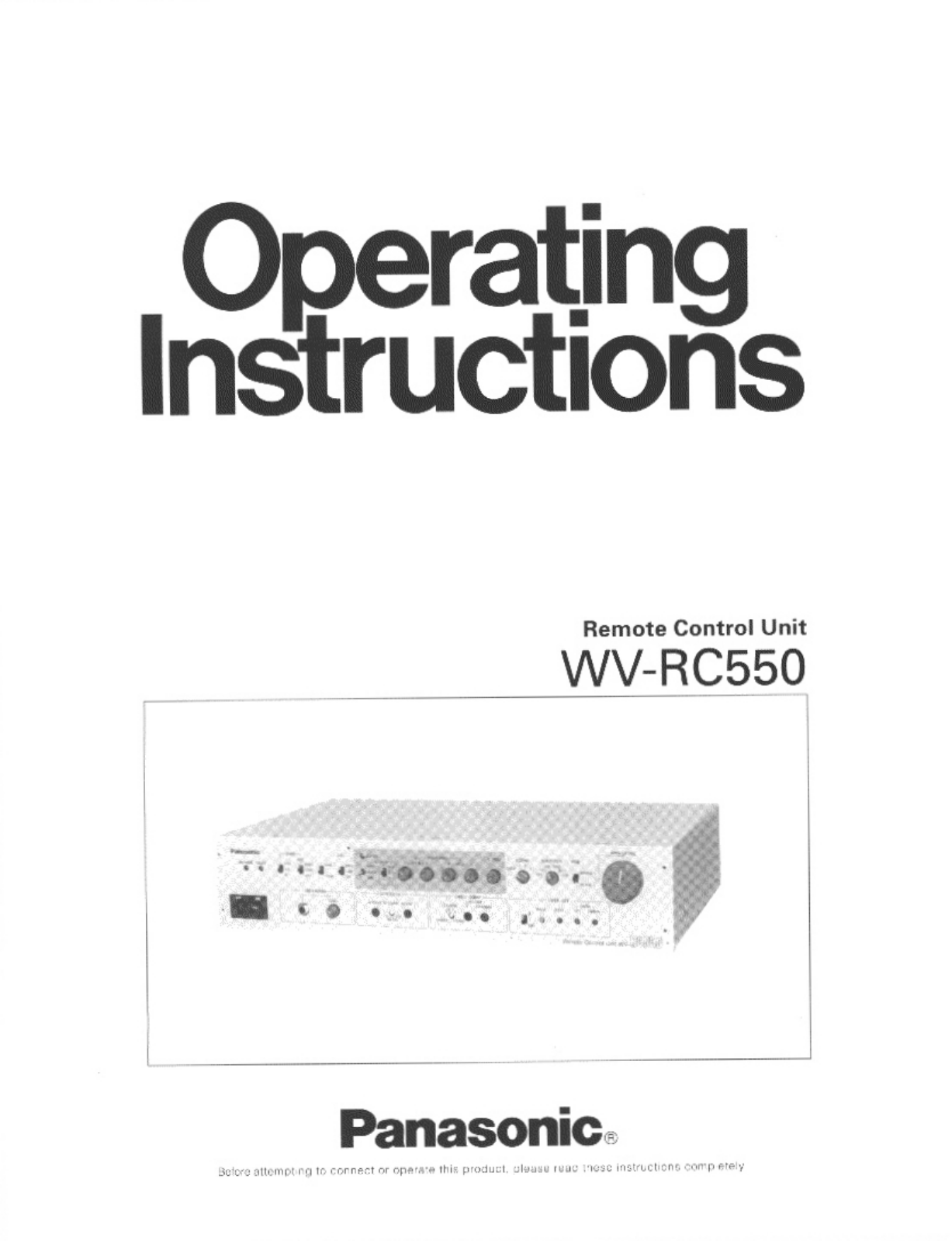 Panasonic wv-rc550 Operation Manual