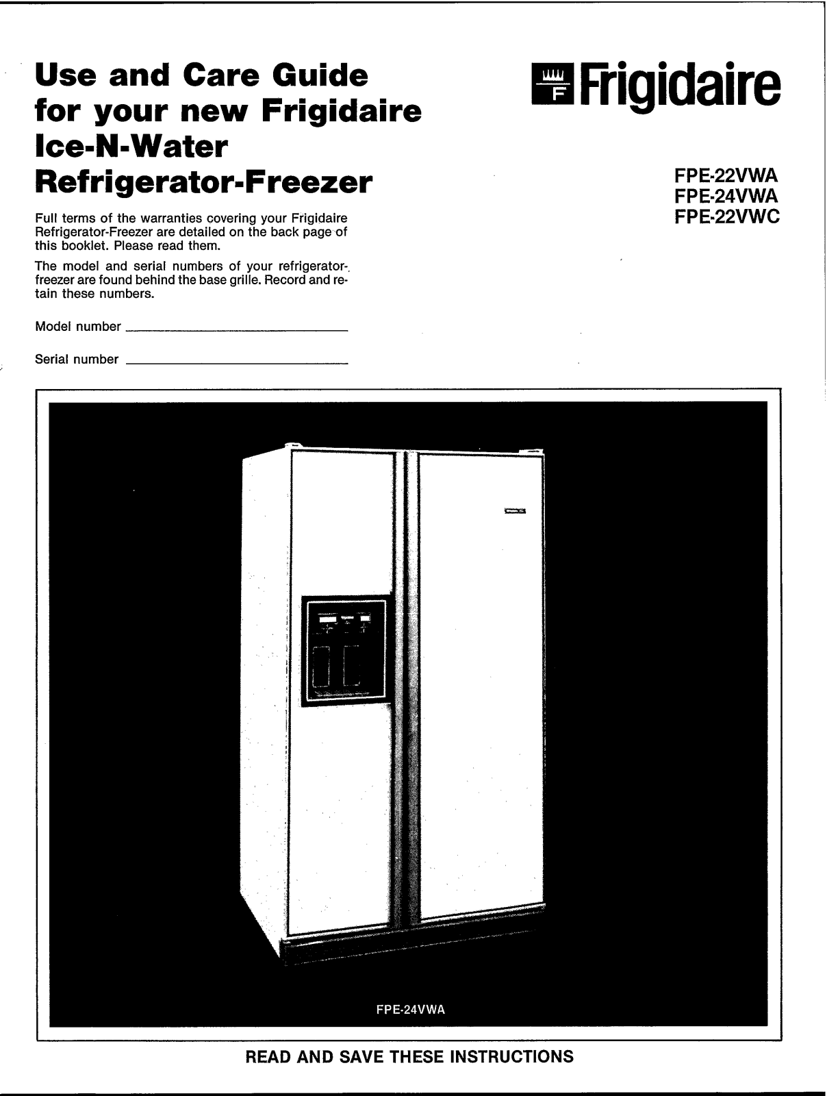 Frigidaire FPE-24VWA Owner's Guide