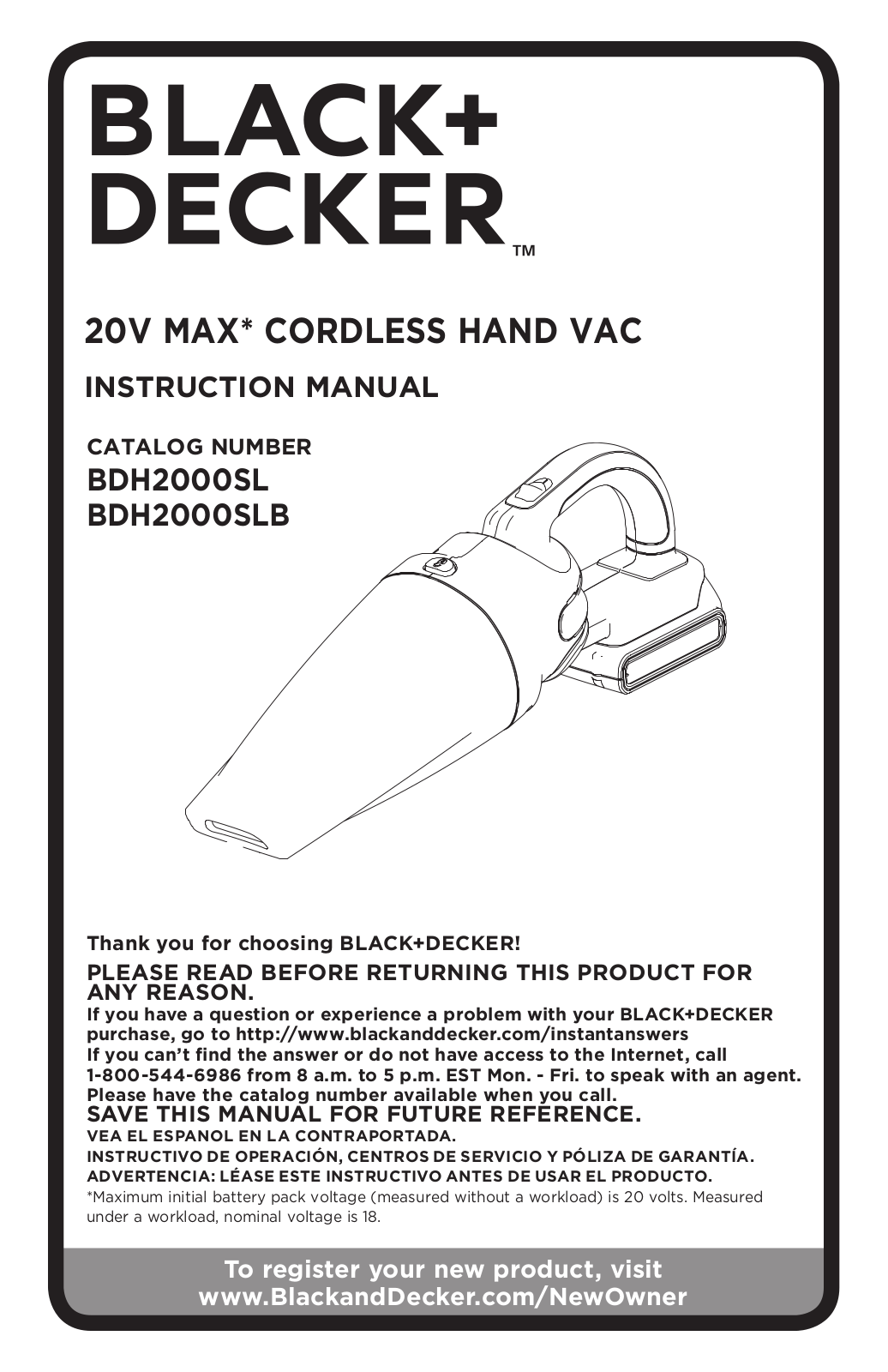 Black & Decker BDH2000SLB User Manual