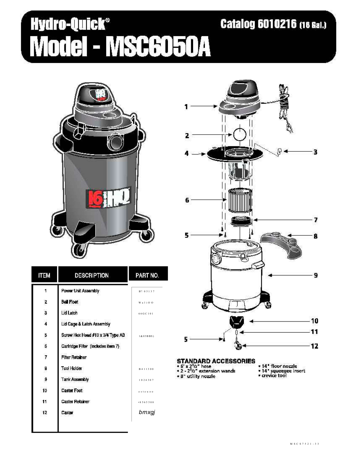 Shop Vac Msc6050a Owner's Manual