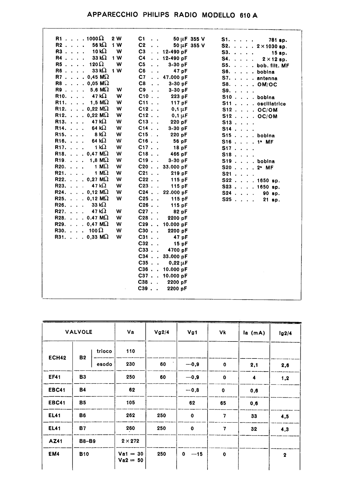 Philips 610a components