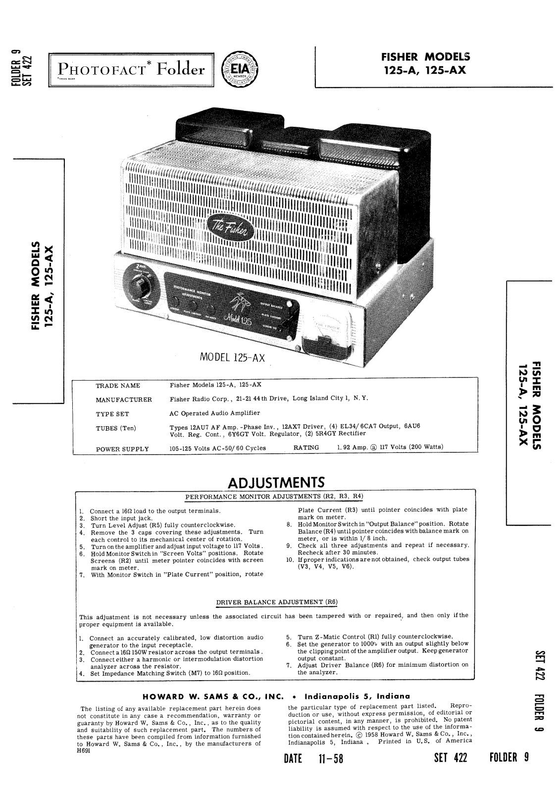 Fisher 125-AX, 125-A Service Manual