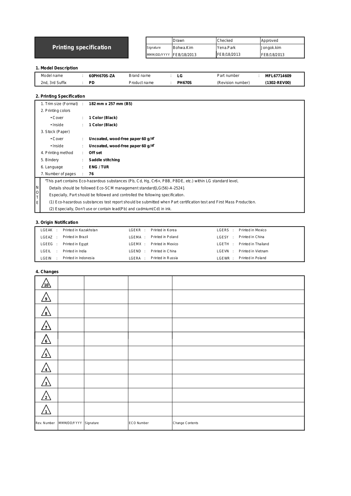 LG 50PH670S User guide