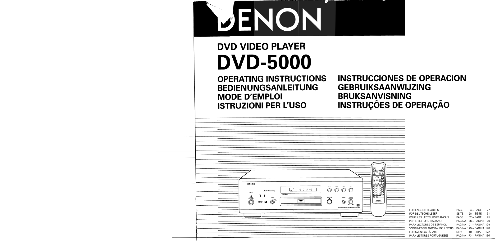 Denon DVD-5000 OPERATING INSTRUCTIONS