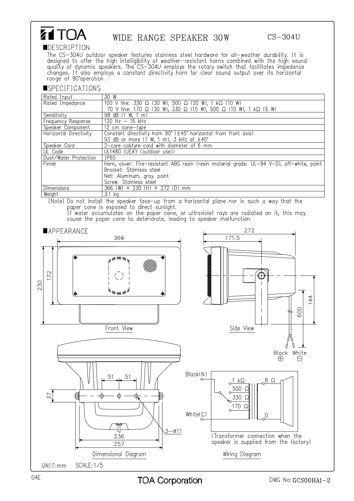 TOA CS-304U User Manual