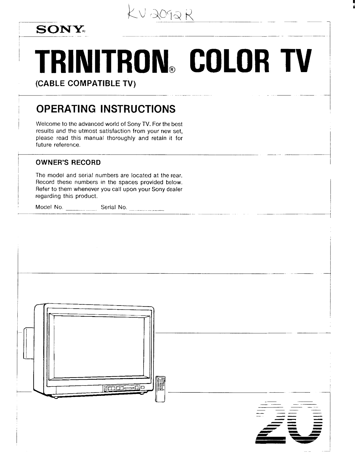 Sony KV-2092R Operating manual