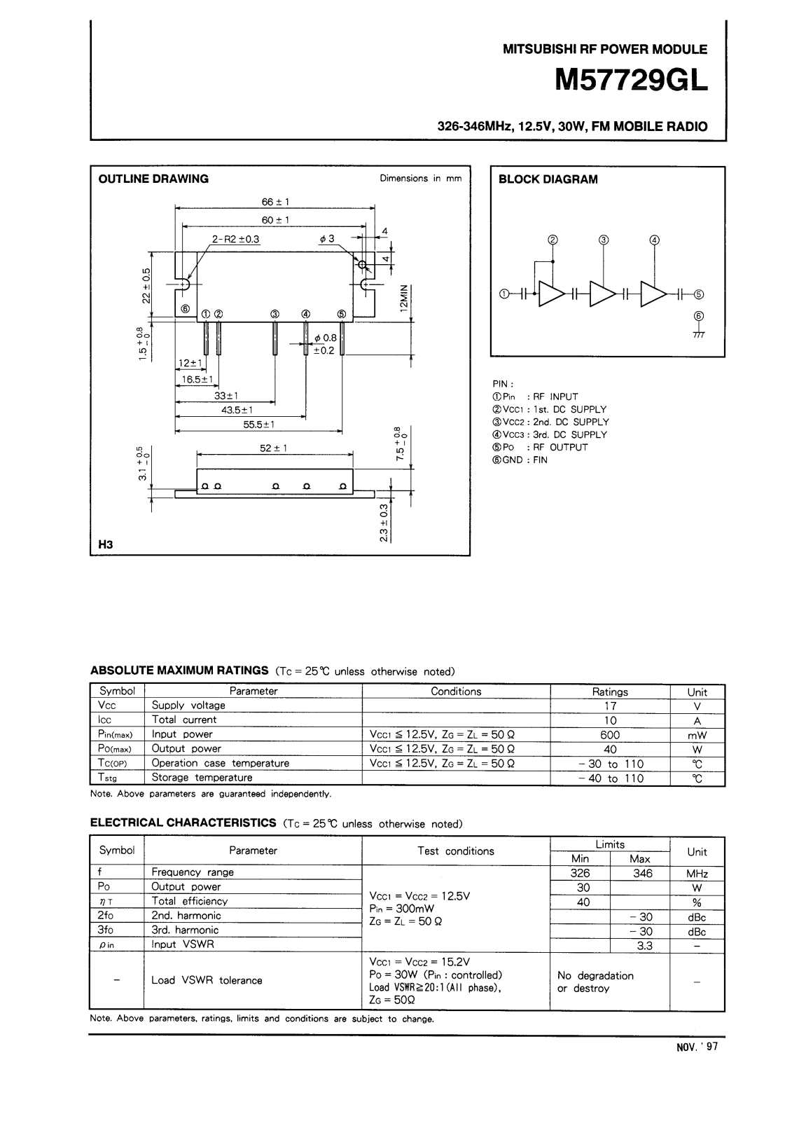 Mitsubishi M57729GL Datasheet