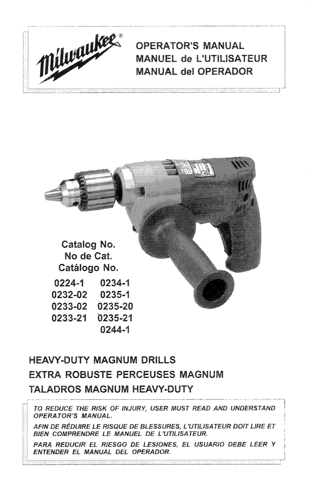 MILWAUKEE 0224-1, 0232-02, 0233-02, 0233-21, 0234-1 User guide