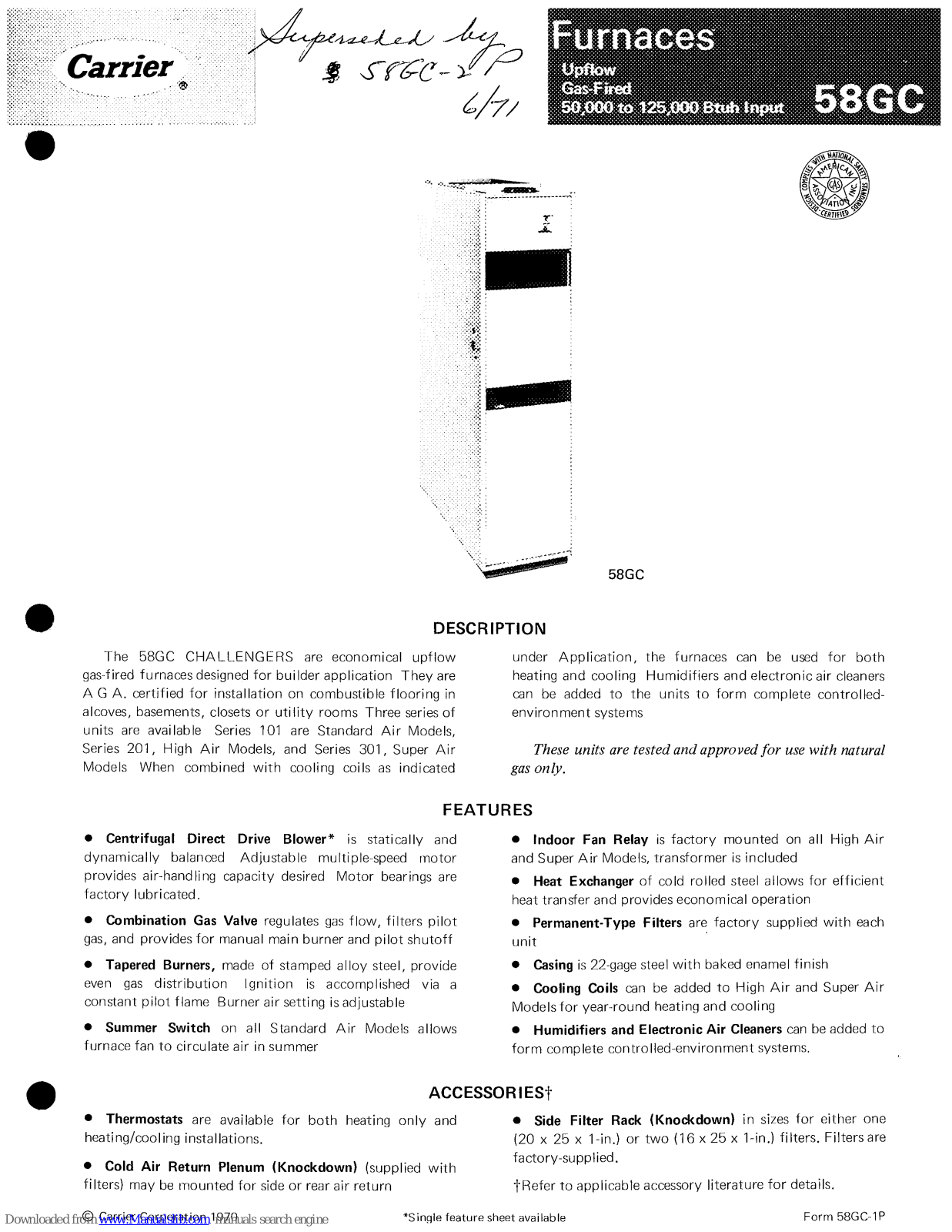 Carrier 58GC Quick Manual - ManualMachine.com