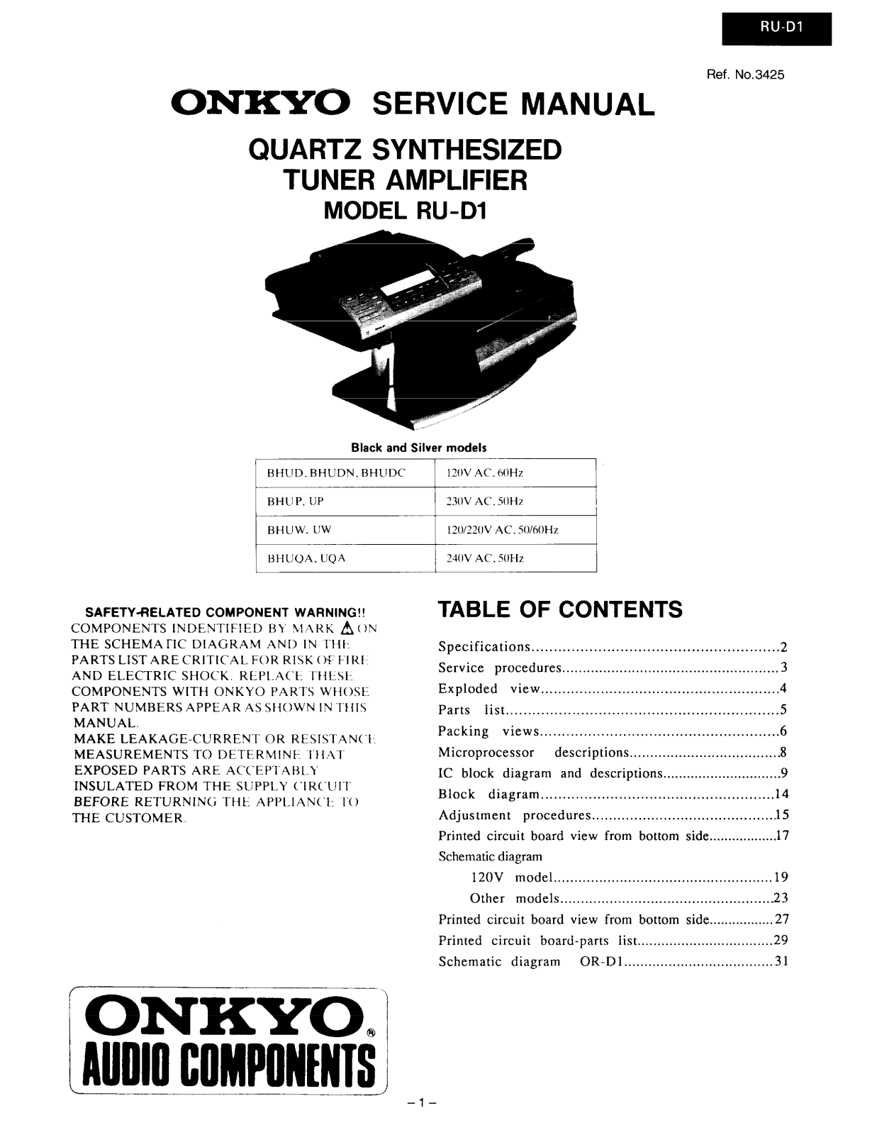 Onkyo RUD-1 Service manual