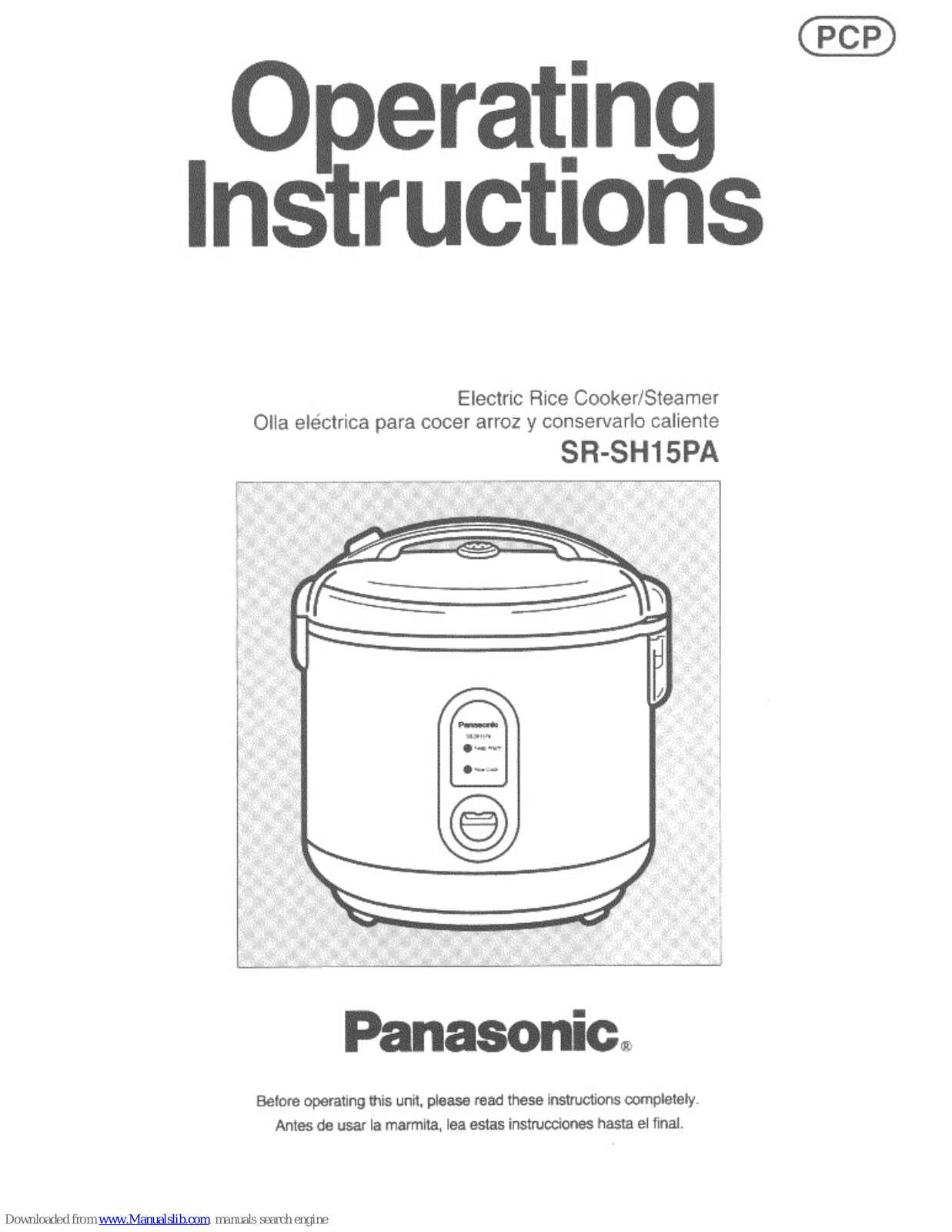 Panasonic SR-SH, SR-SH15PA Operating Instructions Manual