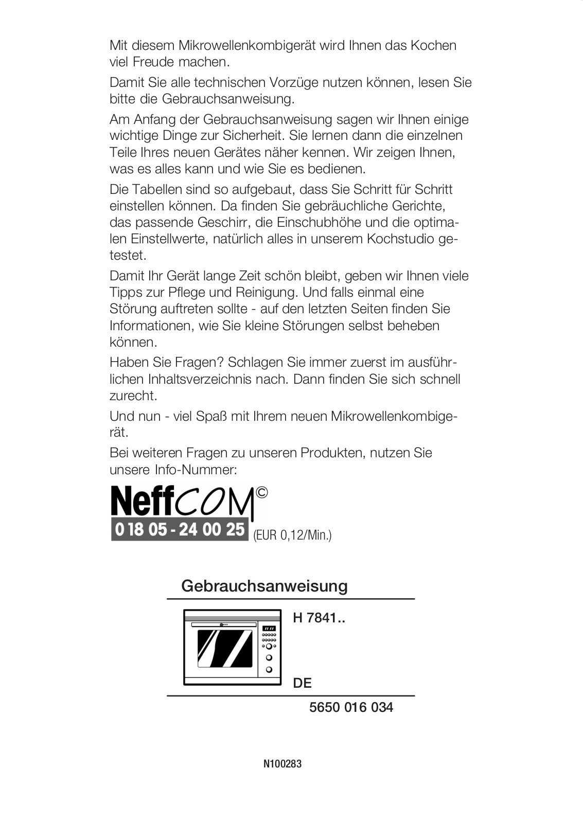 Neff H7841N2, H7841N0 User Manual