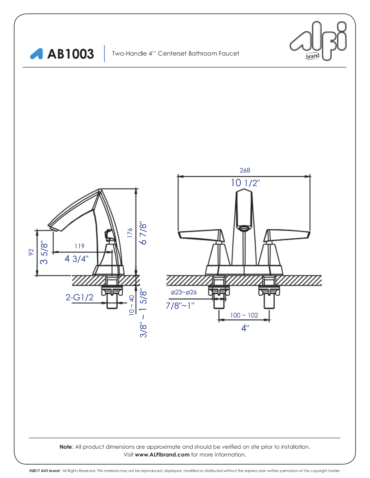 Alfi AB1003BN, AB1003PC User Manual