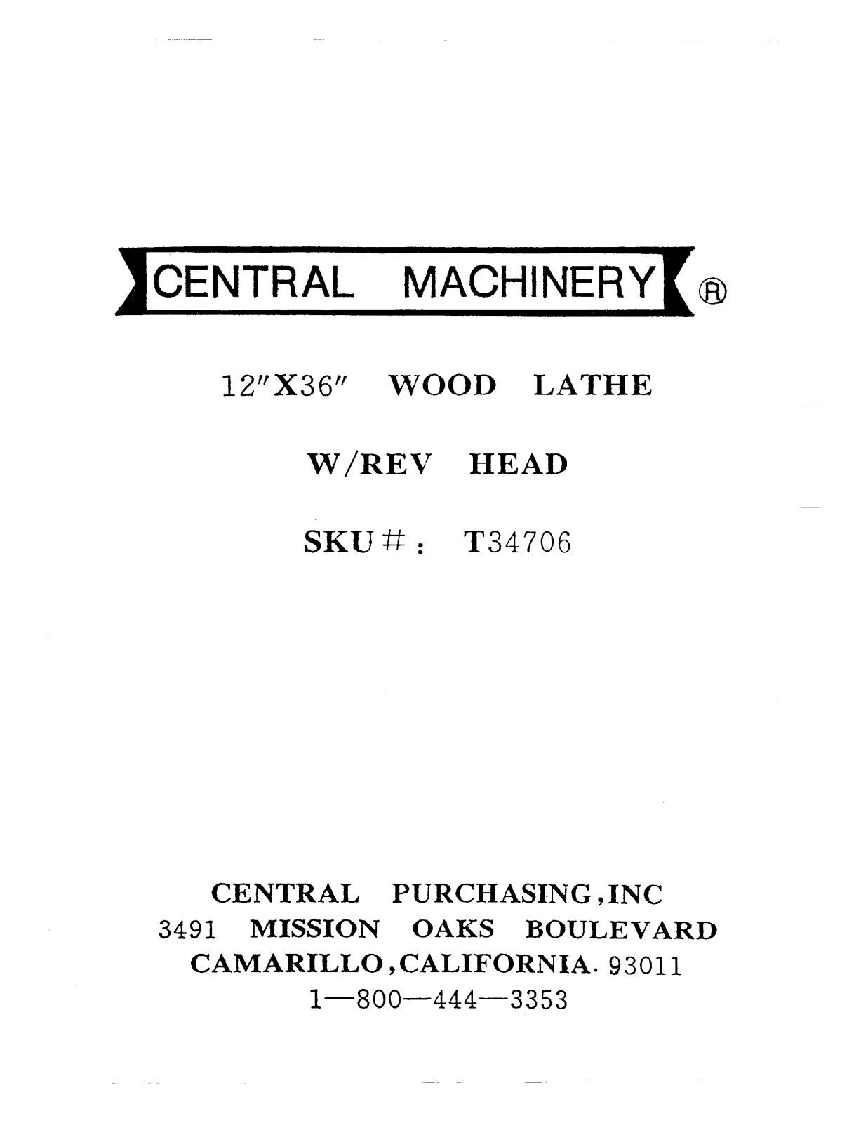 Harbor Freight Tools T3476 Product manual