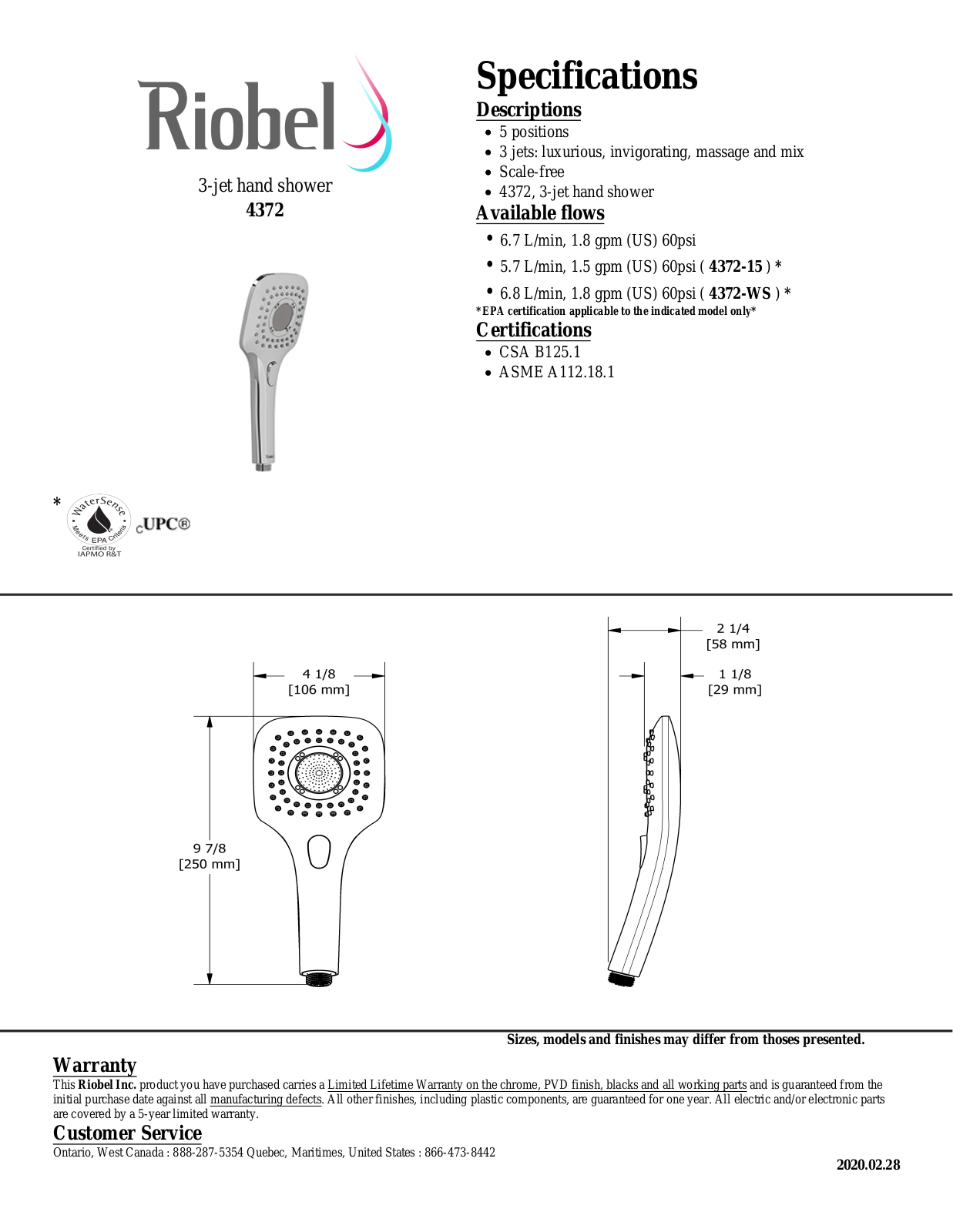Riobel 4372BN Specifications - ManualMachine.com
