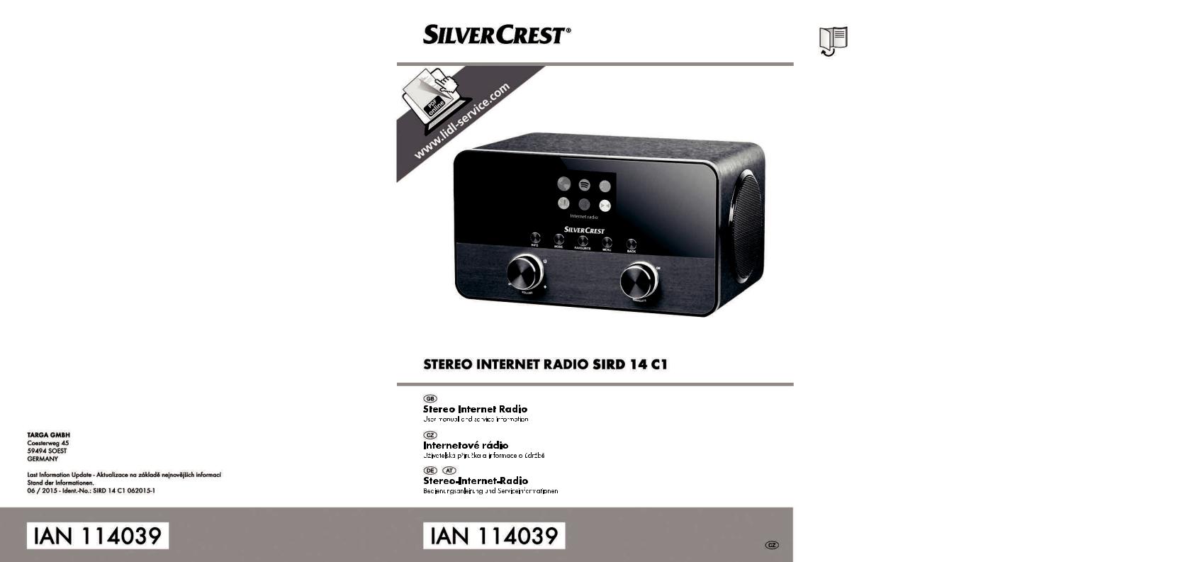 SilverCrest SIRD 14 C1 Operating Instructions