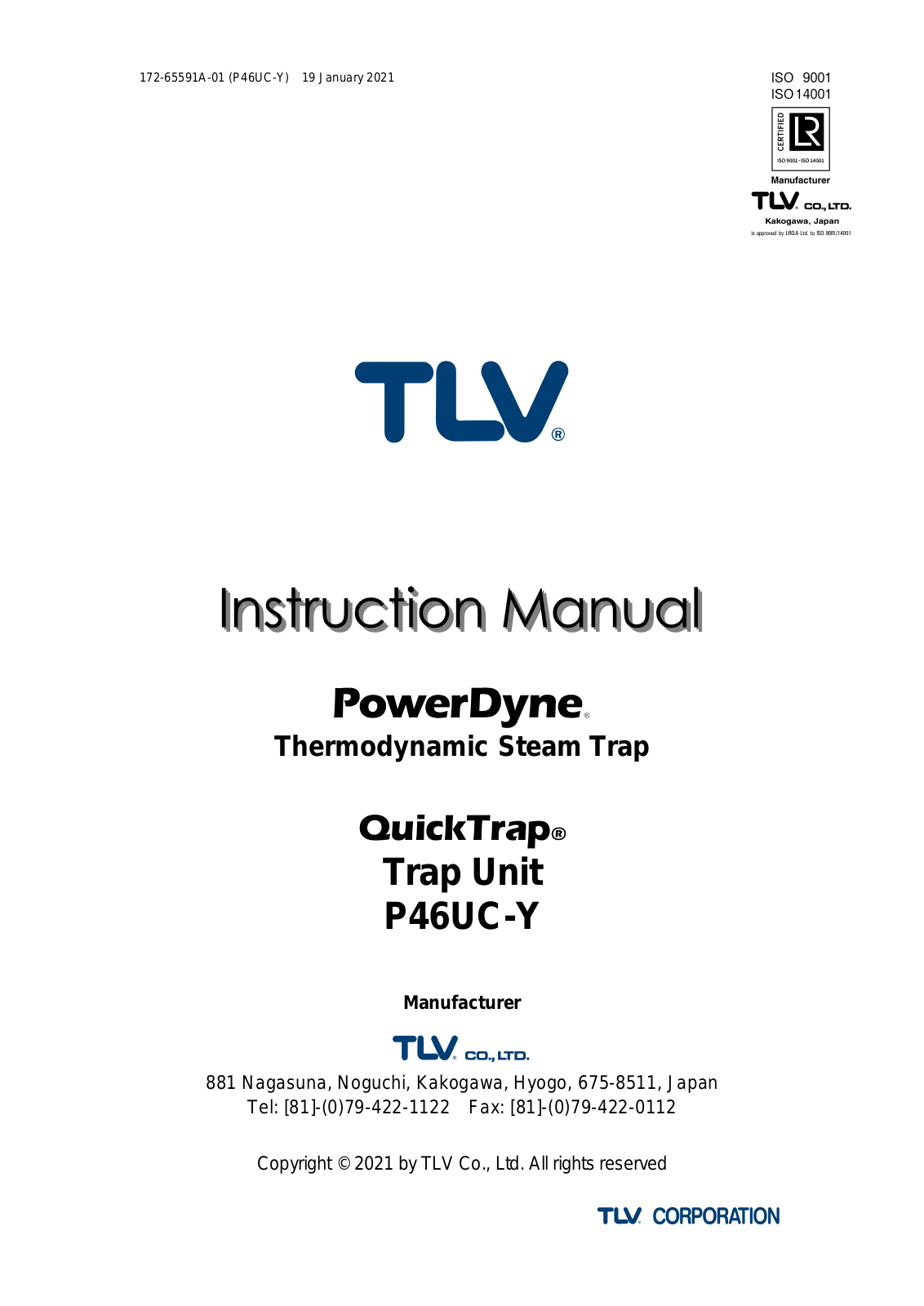 TLV P46UC-Y Instruction Manual